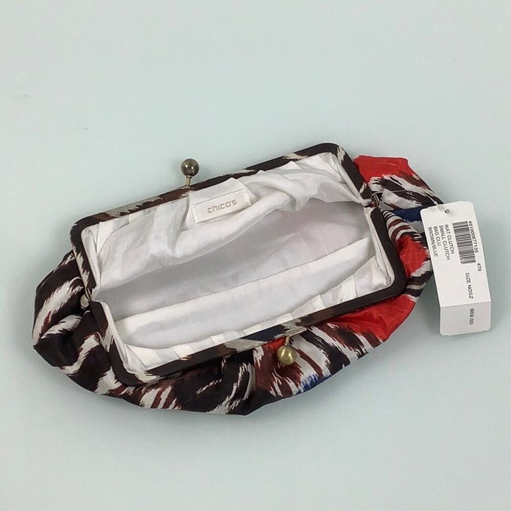Chico’s Silk Small Clutch bag purse kiss lock watercolor print NWT - Picture 4 of 10